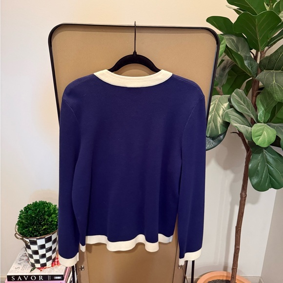Kate Spade Blue and White Cardigan with Gold Buttons - Picture 4 of 4